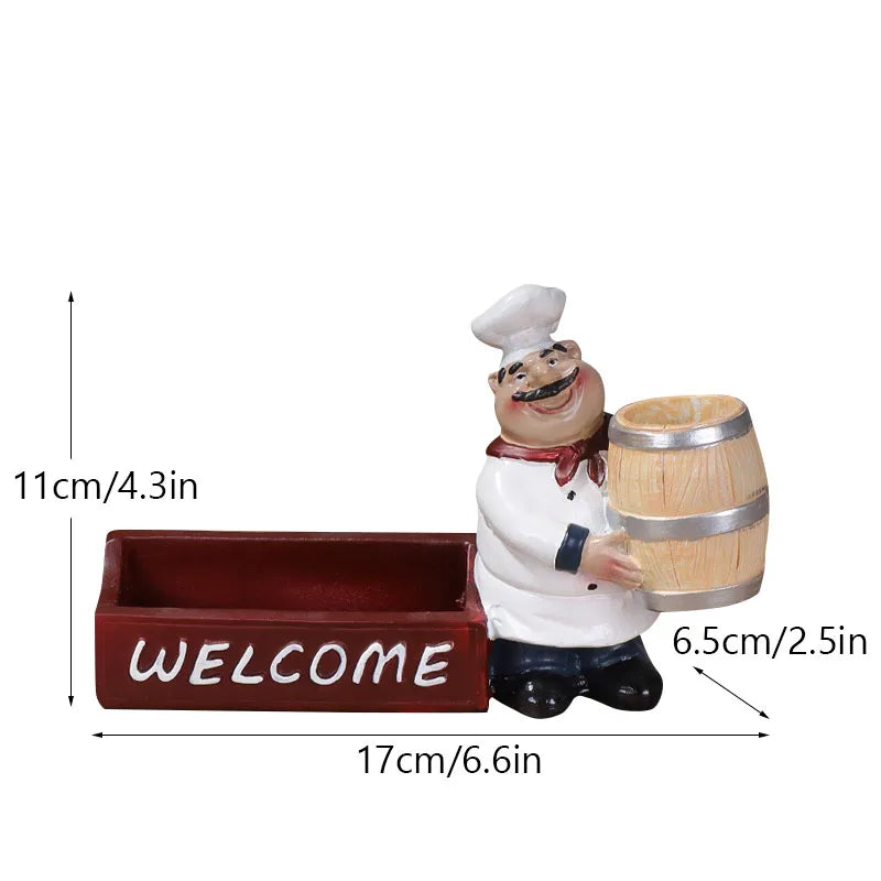 Chef Figure Collections Paper Holder Sculpture Dinner Table Kitchen Decoration