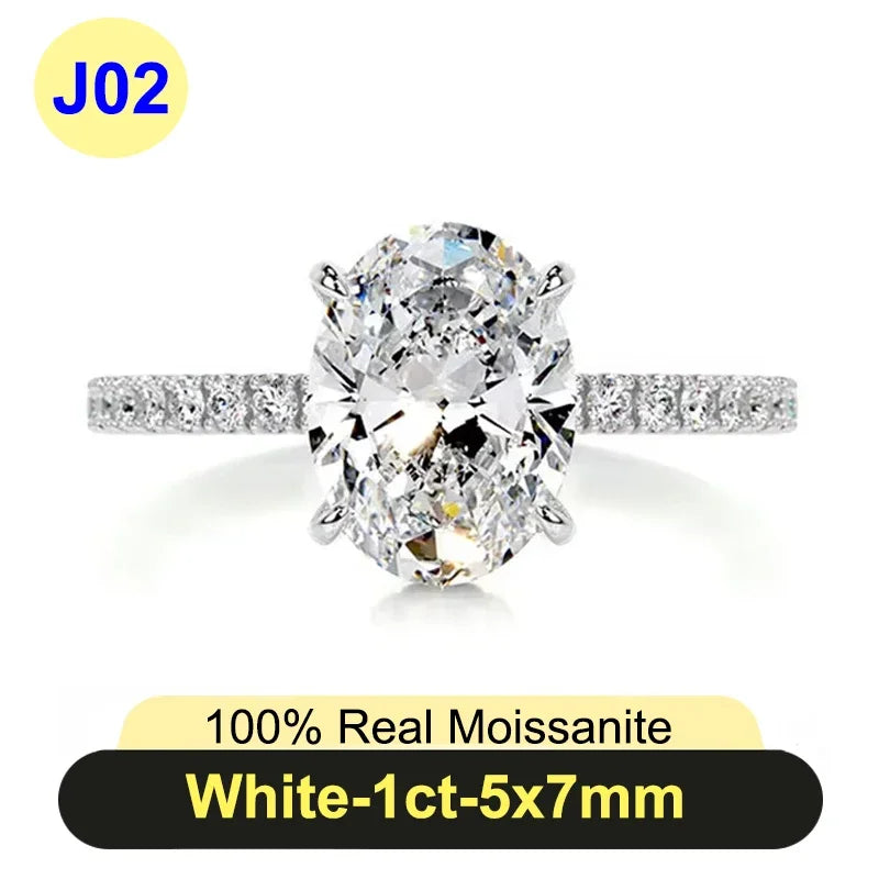 PureNew 1ct-4ct Radiant Cut Full Moissanite Diamond Rings For Women Original 925 Silver Luxury Oval Cut Lady's Diamond Ring 2025