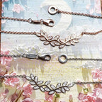Tendrils Leaves Necklace Link Chain 925 Sterling Silver Romantic Jewellery