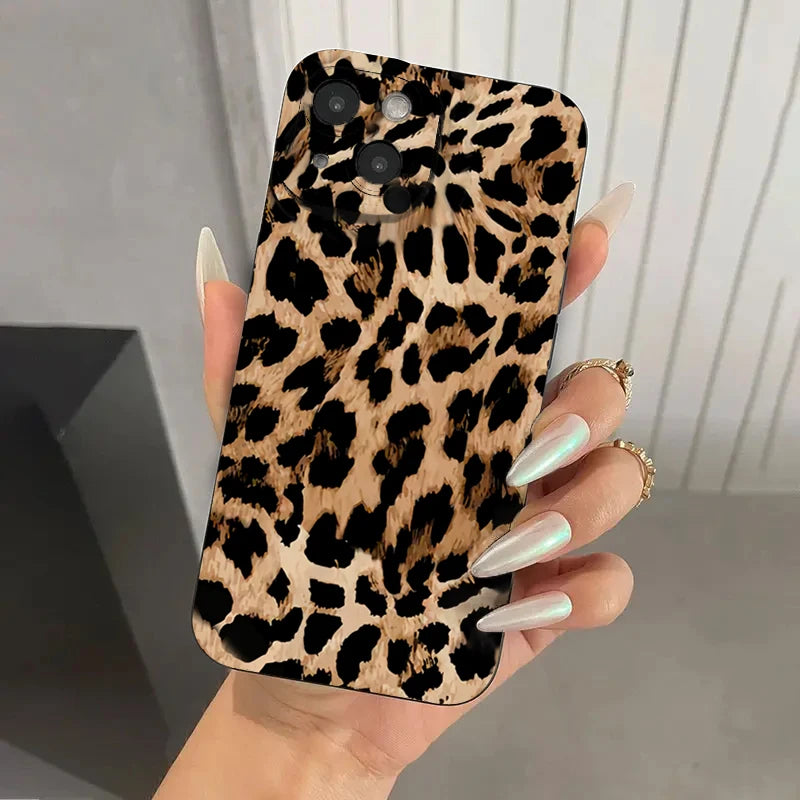 Leopard Print Slogan Case for iPhone 16 15 14 13 12 11 Pro Max