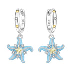 925 Sterling Silver Blue Devil Fish Hoop Earrings Anniversary Jewellery Gift