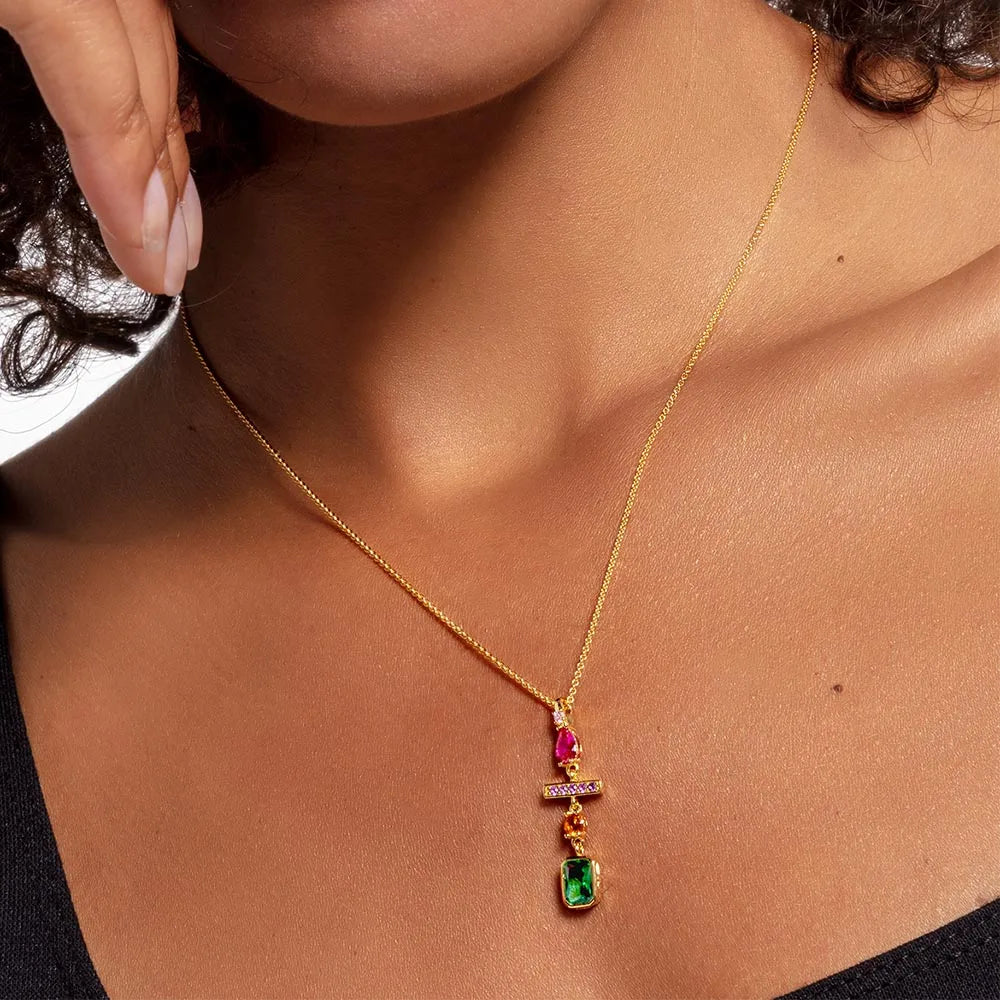 Geometrical Shapes Mix Necklace 925 Sterling Silver Classic Jewellery Gift