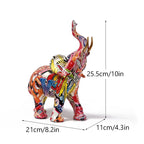 Graffiti Elephant Sculpture Resin Animal Statue Modern Pop Street Art Figurines