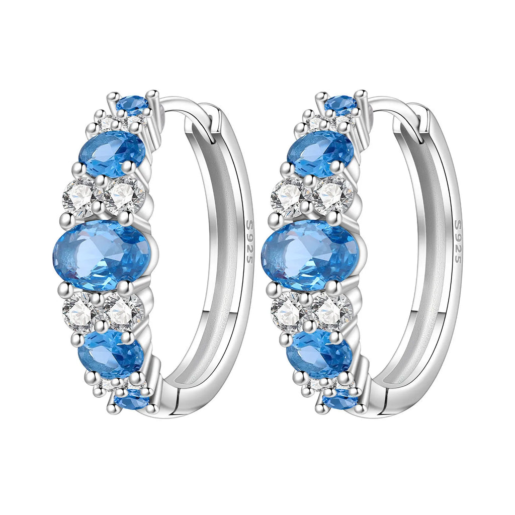 925 Sterling Silver Vine Love Black Zirconia Hoop Earrings Trendy Jewellery