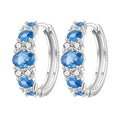 925 Sterling Silver Blue Zircon Starry Sky Hoop Earrings Trendy Jewellery