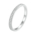BAMOER Moissanite Wedding Band 925 Sterling Silver Eternity Rings Platinum Plated Lab Created Diamond Stackable Ring for Women