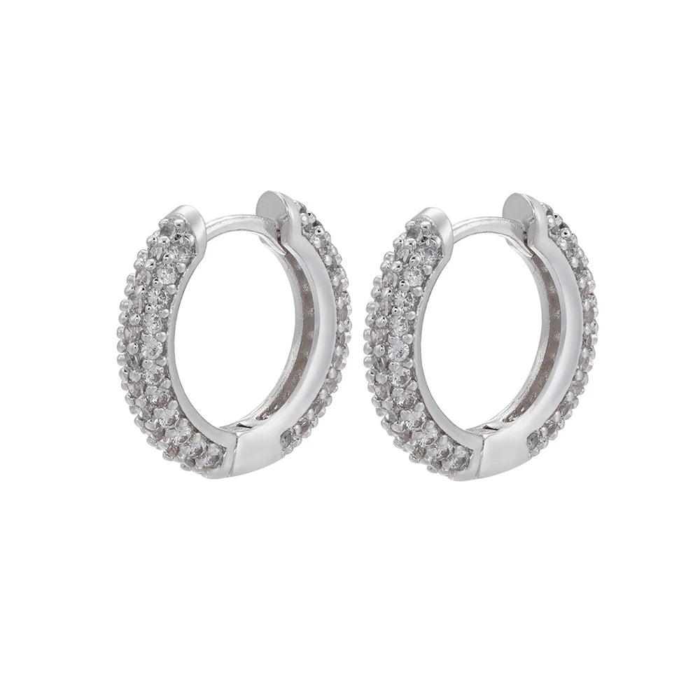 New Design Stainless Steel Cubic Zirconia Small Hoop Earrings Punk