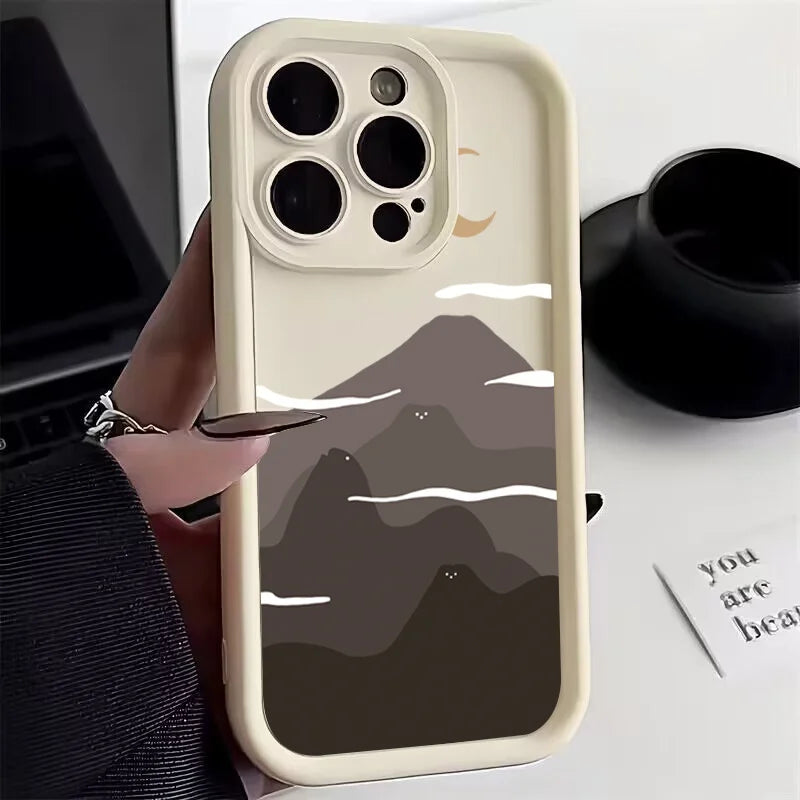 Mountain Cloud Silicon Case for iPhone 17 16 15 14 13 12 11 Pro Max Plus Air