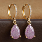 2PCS Simple Stainless Steel Colourful Zirconia Hoop Earrings