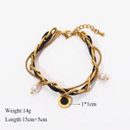 Gold Colour Multilayer Stainless Steel Charm Bracelet Men Women Bangle
