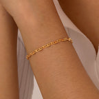 Stainless Steel Women Link Chain Bracelet, 18k Gold Plated Statement Female Jewelry