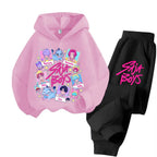 Kids Kpop Demon Hunters Hoodie Suit Long Sleeve Sweatshirt & Pants 2pc Set