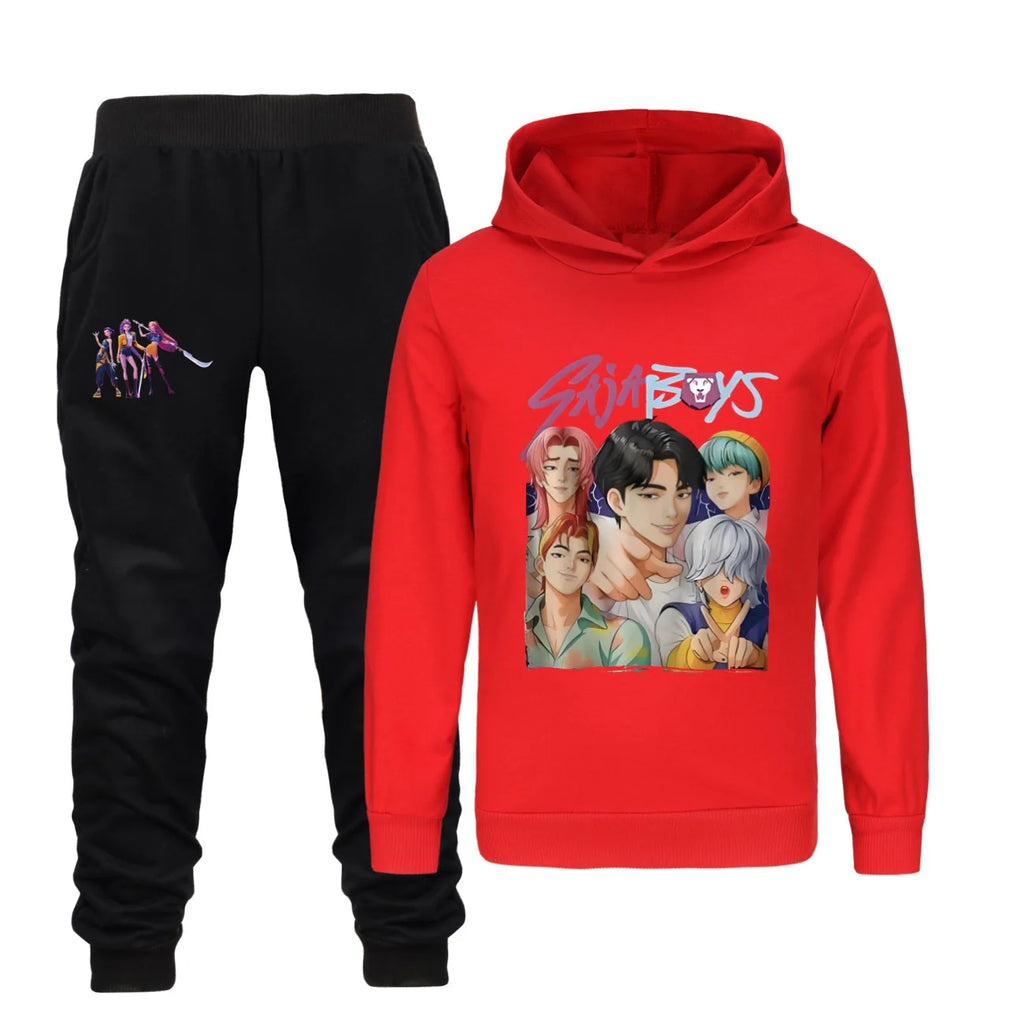 Spring Kids Kpop Demon Hunters Hoodie & Pants Set Rumi Mira Zoey Tracksuit