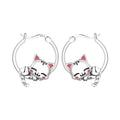 925 Sterling Silver Cats Dogs Animals Hoop Ear Studs Anniversary Gift