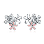 925 Sterling Silver Romantic Pink Love Heart Stud Earrings Birthday Gift