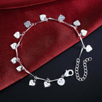 LOVE Heart Card Chain Bracelet 925 Sterling Silver Fashion Christmas Gift