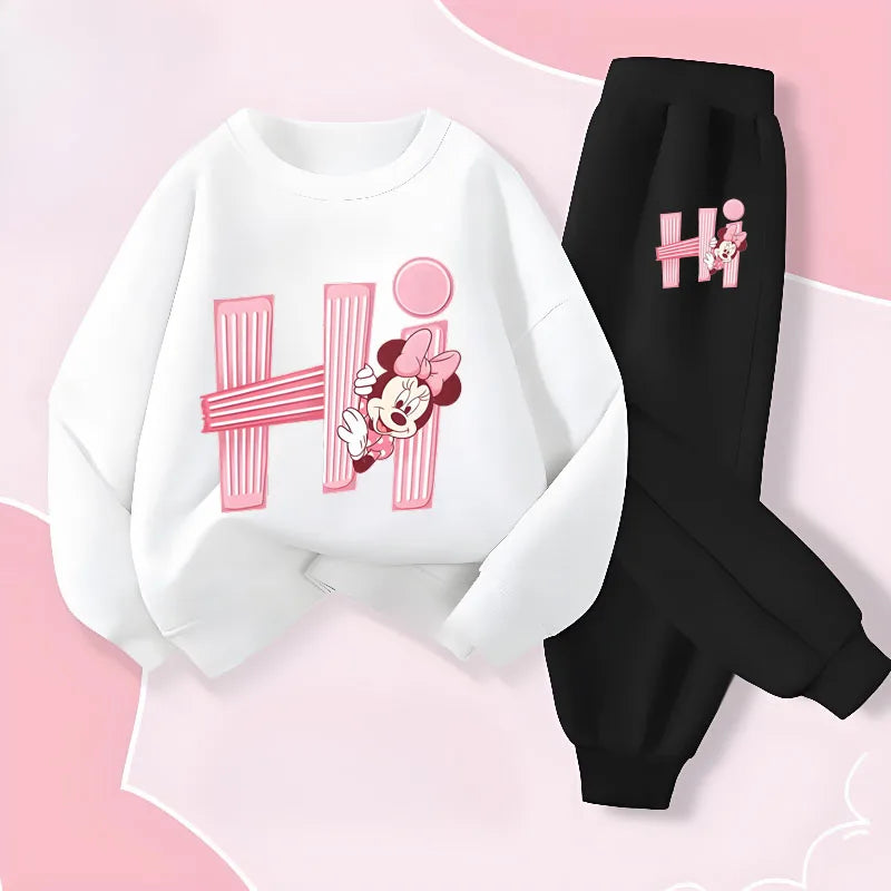 Disney Girls Long Sleeve Pullover Set Spring Casual Hoodies and Joggers