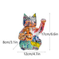 Geometric Abstract Lucky Cat Home Shop Decoration Resin Figurines Wall Shelf Modern Art