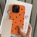 Black Love Heart Lychee Case for iPhone 17 16 15 14 13 12 Pro Max