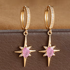 Luxury Crystal Zirconia Star Hoop Earrings Gold Plated Geometric