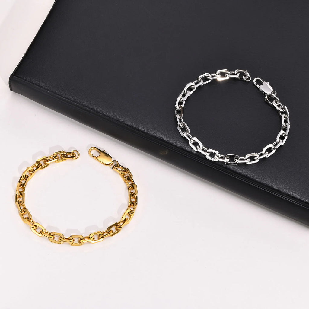 Stainless Steel Chain Bracelet for Women Men Layered Jewelry