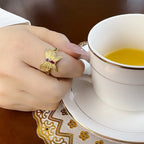 Delicate Butterfly Gold Ring 925 Sterling Silver Lucky Jewellery Women Gift