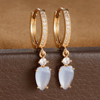 2PCS New Design Stainless Steel Heart Hoop Earring Vintage Zirconia