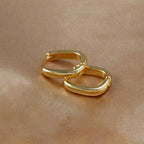 2PCS Gold Colour Square Stainless Steel Hoop Earrings Minimalist Punk