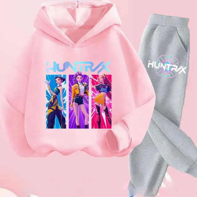 Toddler Girls Kpop Demon Hunters Fashion Hoodie & Sweatshirt Set Kids Suit