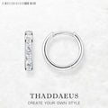 White Zircon Hinged Hoop Earrings Creole 925 Sterling Silver Glam