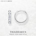 White Zircon Hinged Hoop Earrings Creole 925 Sterling Silver Glam