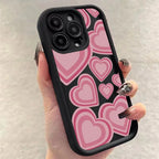 Pink Heart-Shaped Silicone Case for iPhone 17 16 15 14 13 12 11 Pro Max XR
