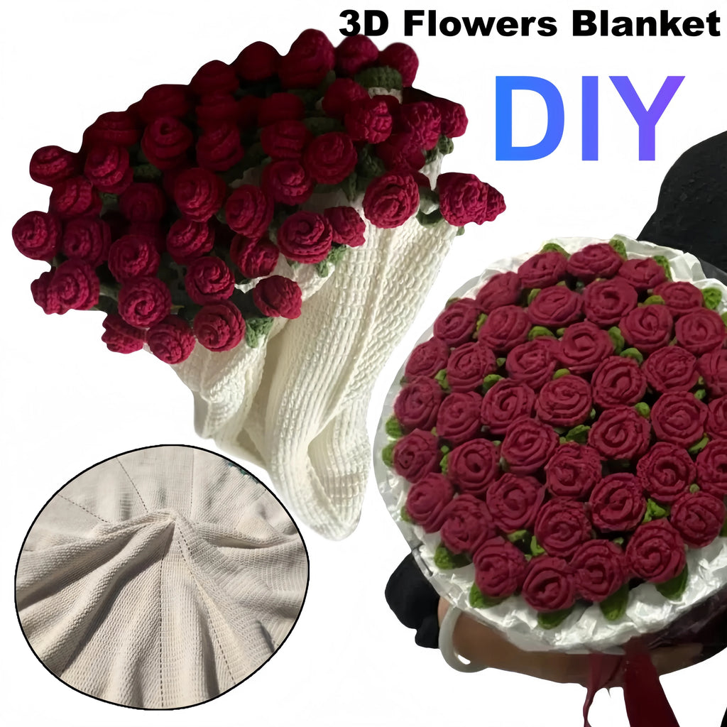 3D Crochet Rose Bouquet Blanket Fuzzy Throw Valentine's Day Gift Ship from UK