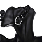 925 Sterling Silver 40mm U-Shaped Hoop Earrings Women Charm Wedding Jewellery