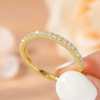 925 Sterling Silver 2mm Fashion Simplicity Half Full Zircon Stackable Plain Ring Daily Fine Jewellery