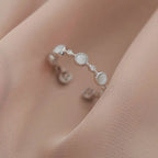 925 Sterling Silver Round Crystal Adjustable Ring Wedding Engagement Luxury Jewellery Accessory