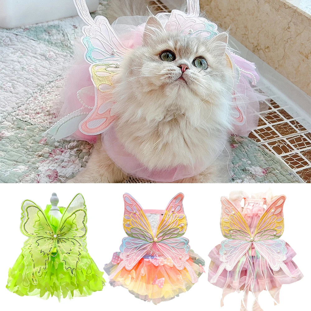 Pet Fairy Costume - Fluffy Princess Tutu Dress for Dogs and Cats, Elegant Party Gown, Photo Shooting Birthday Outfit