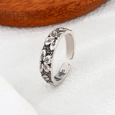 925 Sterling Silver Carving Flower Wedding Ring Luxury Quality Jewellery Wholesale