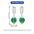 925 Sterling Silver Fresh Green Leaf Drop Earrings Anniversary Trendy Gift