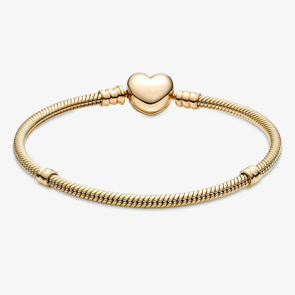 New 925 Silver Sparkling Heart to Heart Double Loop Leather Rope Weaving Bracelet Fashion DIY Charm Exquisite Jewelry Gift