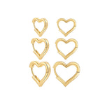 Fashion Stainless Steel Smooth Heart Hoop Earrings Gold Colour Punk