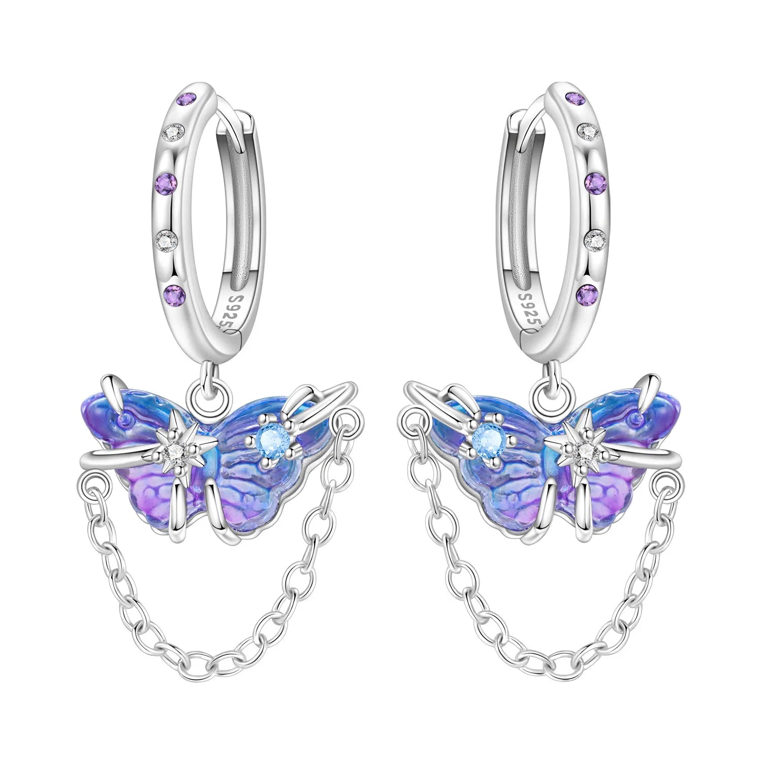 925 Sterling Silver Wings Guardian Love Heart Drop Earrings Trendy Jewellery