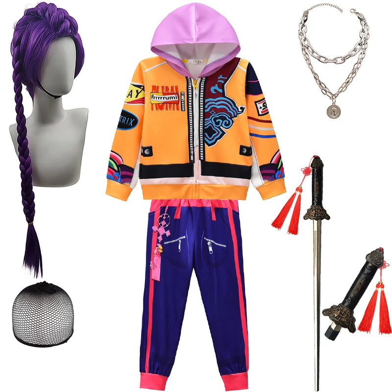 Kids Kpop Demon Hunter Hoodie and Pants Set Fashion Girls Casual Clothing