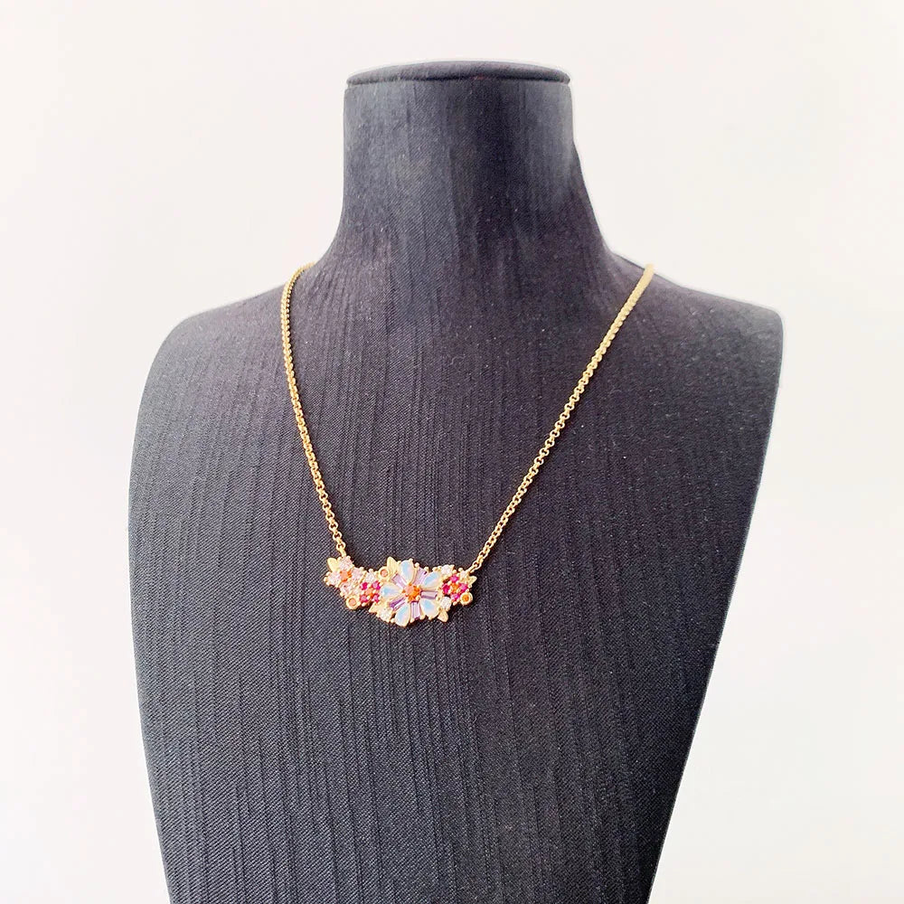 Flowers Colourful Stones Necklace Link Chain 925 Sterling Silver Jewellery