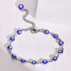 Evil Eye Bracelet,stainless Steel Chain Blue Eye Bracelet Stackable Adjustable Link, Protection Amulet Jewelry