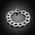 Square Solid Chain Bracelet 925 Sterling Silver Men Women Party Fashion Gift