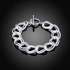 Square Solid Chain Bracelet 925 Sterling Silver Men Women Party Fashion Gift