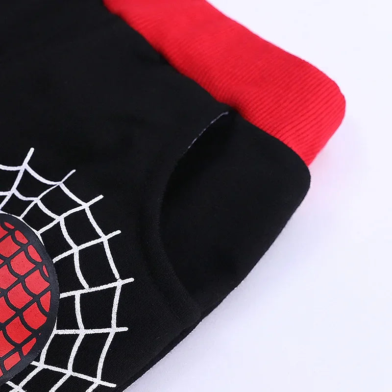 3pcs Spiderman Cosplay Costume Kids Boys Hooded Vest T-Shirt & Pants Tracksuit