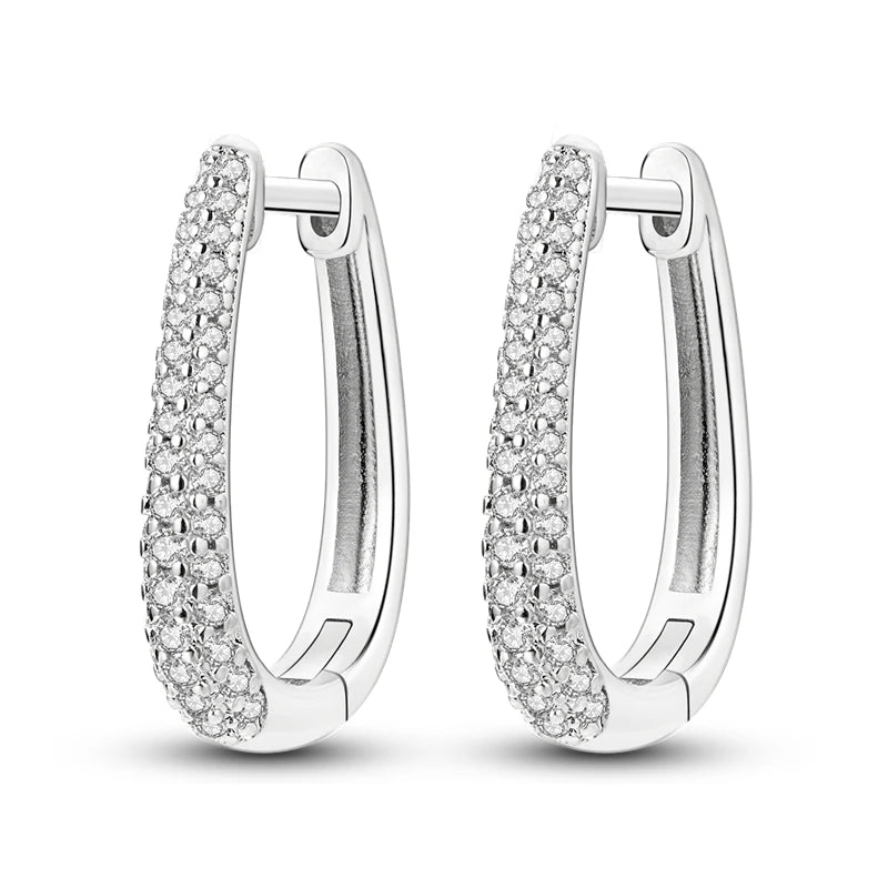 925 Sterling Silver U-shaped Simple Versatile Hoop Earrings Jewellery Gift
