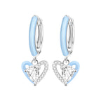 925 Sterling Silver Simple Love Heart Zircon Circle Hoop Earrings Jewellery